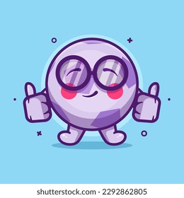 funny soccer ball character mascot with thumb up hand gesture isolated cartoon in flat style design