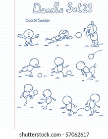 A funny soccer theme doodle set