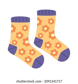 funny sock with flowers icon