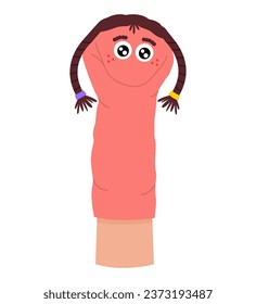 Funny sock toy on white background