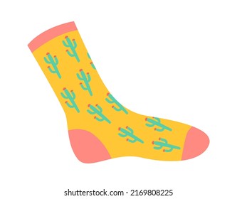 Funny Socks con cactus. Ilustración del vector