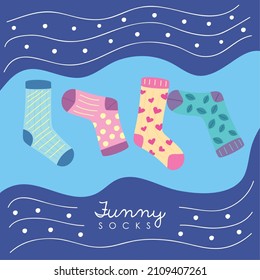funny socks poster set icons