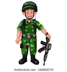 Funny Soldier Gun Cartoon Your Design Stock Vector (Royalty Free ...