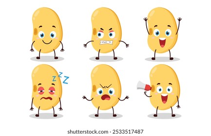 funny soy bean cartoon with many expressions design illustration