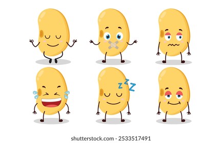 funny soy bean cartoon with various expressions design illustration