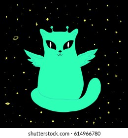 Funny space alien cat