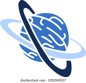 Funny space blue planet flat vector illustration drawing. Children book illustration design.  