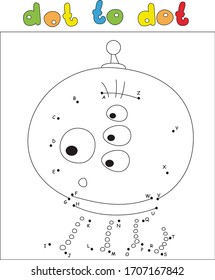 Funny space monster. Coloring book and dot to dot educational game for kids