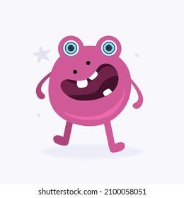 Funny Space Monster. Cute Alien, Planets, Rockets, UFOs. Isolated on a white background. Vector