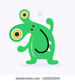 Divertido Monstruo Espacial. Alienígenas, planetas, cohetes, OVNIs. Aislado sobre un fondo blanco. Vector