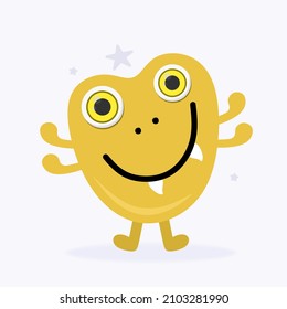 Funny Space Monster. Cute Alien, Planets, Rockets, UFOs. Isolated on a white background. Vector illustration.