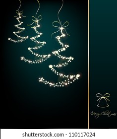 Funny Sparkler Trees. Vector cyan background