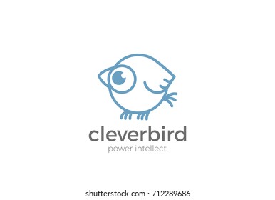 Funny Sparrow abstract Logo design vector template Linear style.
