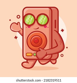 funny speaker audio character mascot running isolated cartoon in flat style design