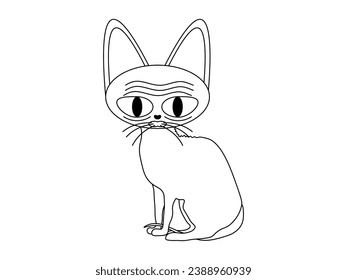 Funny sphinx cat, doodle black and white