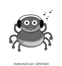 funny spider listening to music