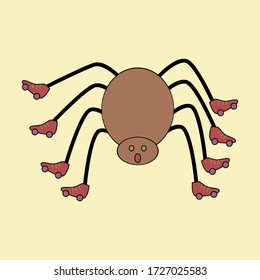 funny spider play roller skate