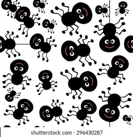 Funny spiders seamless pattern. Colorful kids background.

