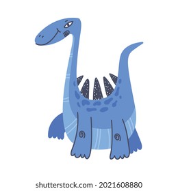 Funny Spiked Dinosaur as Cute Prehistoric Creature and Comic Jurassic Predator Vector Illustration