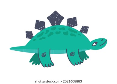 Funny Spiked Dinosaur as Cute Prehistoric Creature and Comic Jurassic Predator Vector Illustration