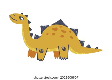 Funny Spiked Dinosaur as Cute Prehistoric Creature and Comic Jurassic Predator Vector Illustration
