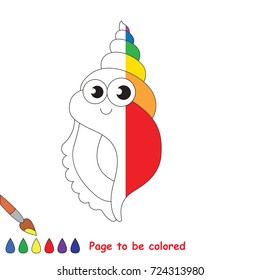 Funny Spiral Seashell, the coloring book to educate preschool kids with easy gaming level, the kid educational game to color the colorless half by sample.