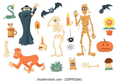 Funny spooky Halloween elements