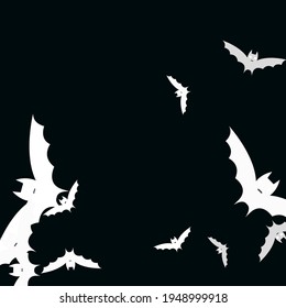 Funny Spooky Night Attack Modern Style Simple Art. Scary Gothic Motion White Halloween Art Illustration. Creepy Retro Sky Bats Vector Illustration. Print Light Chaos Black Art Flying Bats Fabrics.