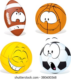 funny sport ball cartoon isolated - vector illustration