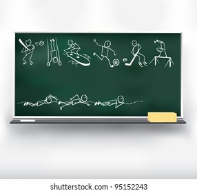 Funny Sport Doodle on blackboard