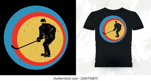 Funny Sports Hockey Player Geschenk Retro Vintage Hockey T-Shirt Design