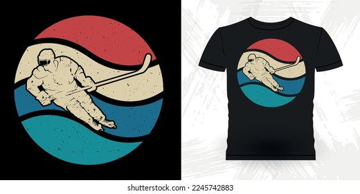 Funny Sports Hockey Player Gift Retro Vintage Hockey T-shirt Design