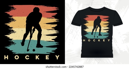 Funny Sports Hockey Player Gift Retro Vintage Hockey T-shirt Design