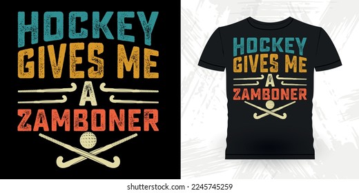 Funny Sports Hockey Player Gift Retro Vintage Hockey T-shirt Design 