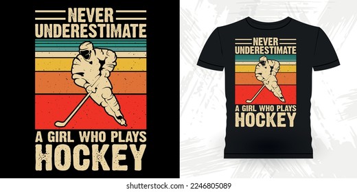 Funny Sports Hockey Player Gift Retro Vintage Hockey T-shirt Design 