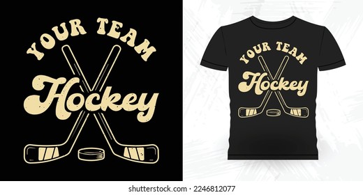 Funny Sports Hockey Player Gift Retro Vintage Mother's Day Hockey T-shirt Design 