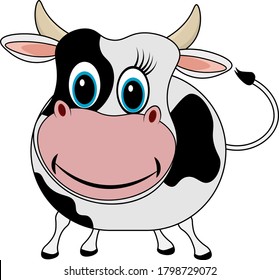 Una vaca graciosa y manchada. Ilustración vectorial del símbolo del año del toro.