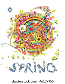 Funny spring illustration for your design