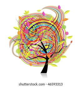 Funny spring tree for your design