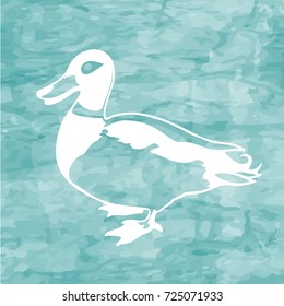 Funny spring Wallpaper with a duck on green background. The blur and stain.