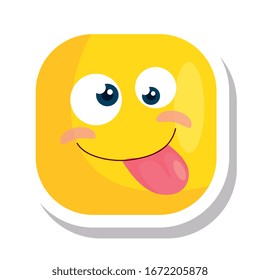 diseño gráfico vectorial de icono aislado de emoticonos cuadrados divertidos