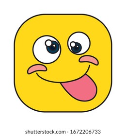 diseño gráfico vectorial de icono aislado de emoticonos cuadrados divertidos