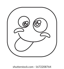 funny square emoticon crazy isolated icon vector illustration design