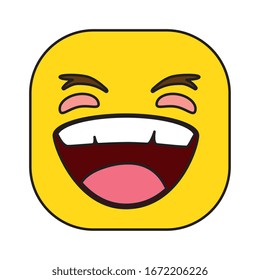 funny square emoticon smiling isolated icon vector illustration design