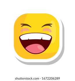funny square emoticon smiling isolated icon vector illustration design