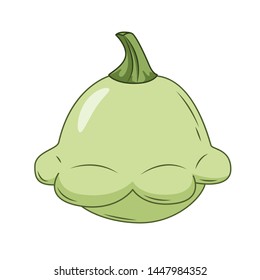 Funny Squash in cartoon style. Concept Fruits and vegetables. Summer.