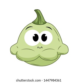 Funny Squash in cartoon style. Concept Fruits and vegetables. Summer.