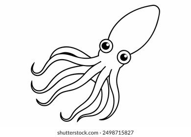 Funny Squid Vector Illustration with White Background Cartoons, Clipart, and Line Art Design, Funny squid vector with white background: cartoon, clipart, and line art design