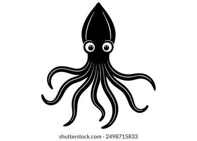 Funny Squid Vector Illustration with White Background Cartoons, Clipart, and Line Art Design, Funny squid vector with white background: cartoon, clipart, and line art design