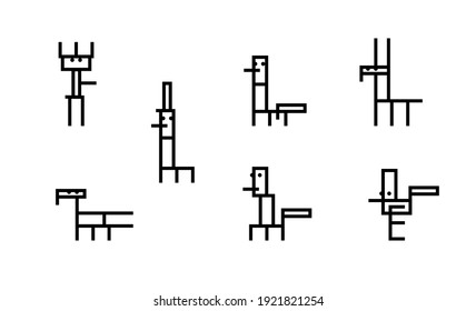 Funny squiggles in the form of animals. Vector. Outline style. Illustration for website or print.